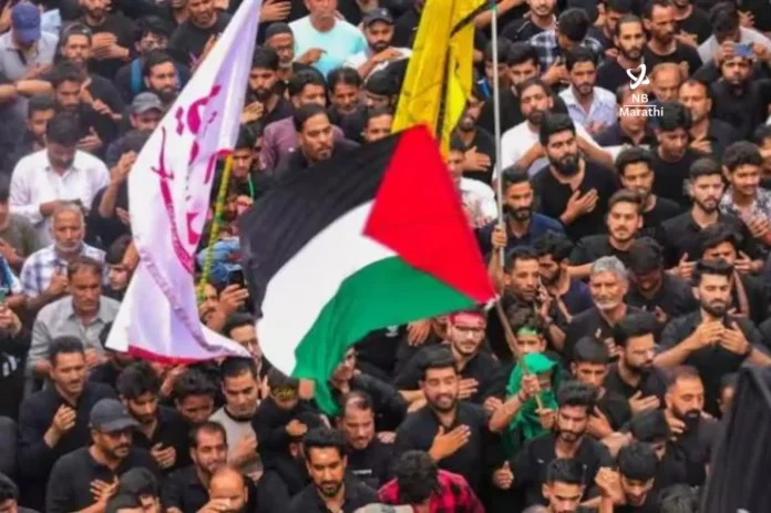 NB Marathi-Palestinian flags at Muharram procession in Srinagar; Slogans in support of Gaza