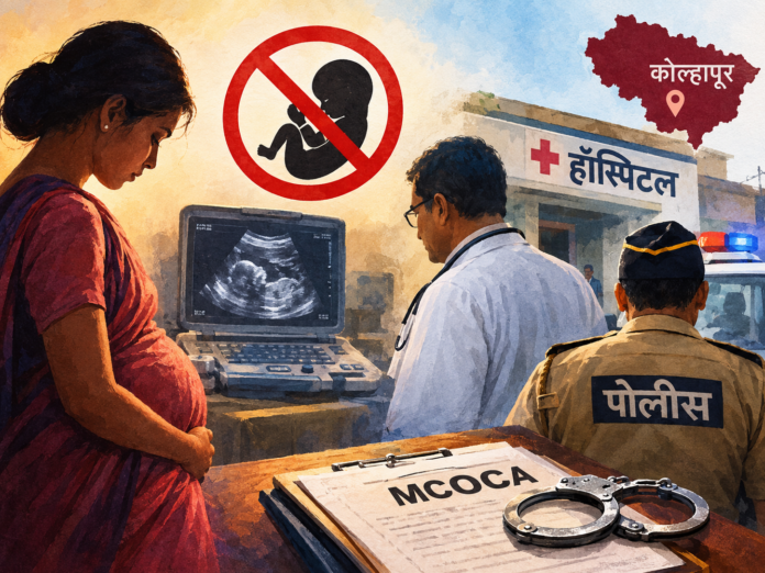 कोल्हापूरमधील बेकायदेशीर गर्भलिंग निदान आणि गर्भपाताच्या रॅकेटचे प्रतीकात्मक चित्र