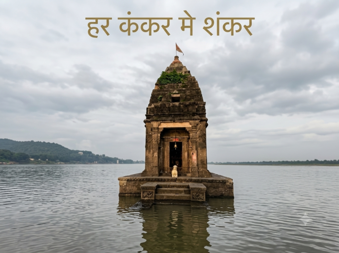 महेश्वर येथील नर्मदा नदीच्या मध्यभागी खडकाळ बेटावर वसलेले बाणेश्वर महादेव मंदिर