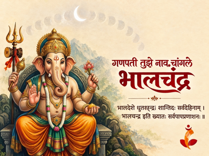 गणपतीच्या उःशापाने विराजमान चंद्रकोर दर्शविणारे भालचंद्र रूप