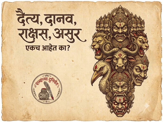 असुर, दैत्य, दानव, राक्षस यांना दर्शविणारे पुराणकालीन चित्र